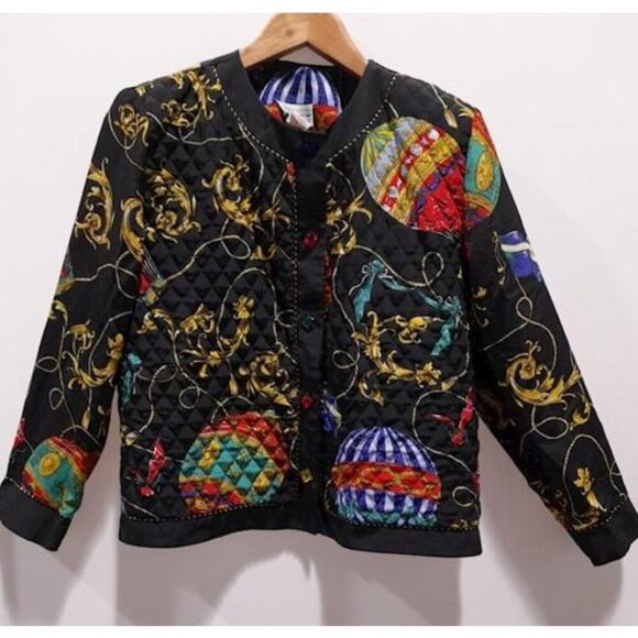 Vintage Around Town Quilted Front Jeweled Black/Red 14 - Picture 2 of 10